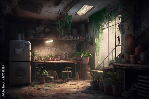 old abandoned house for game needs AI Generative © AliaWindi