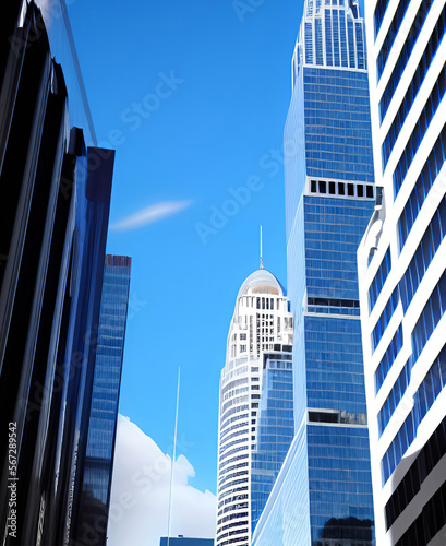 city skyline with blue sky and clouds