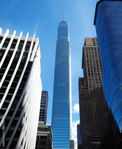 city skyline with blue sky and clouds