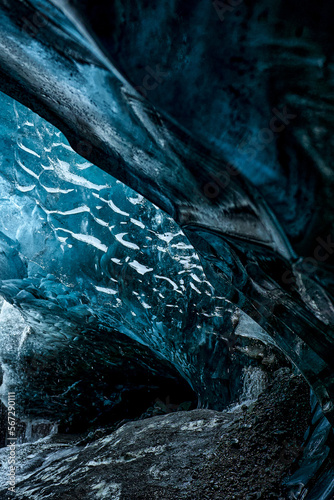 Ice cave in Iceland with detail