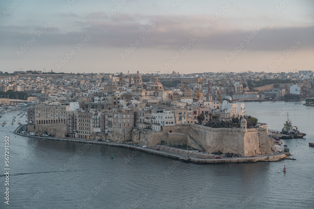 Panoramic view of Senglea as seen from Valletta