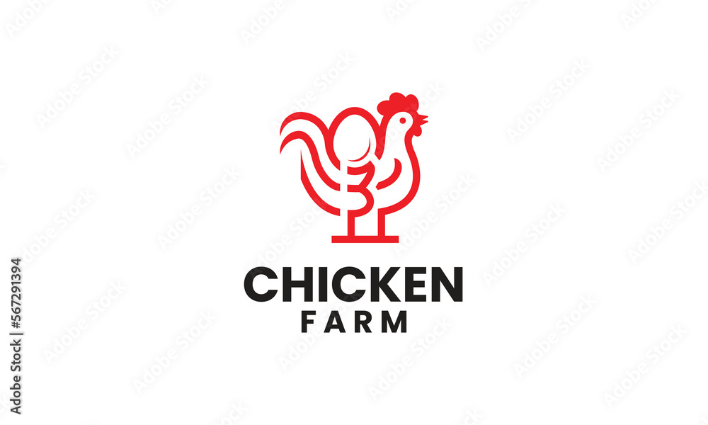 Chicken Farm logo. Monogram unique logo