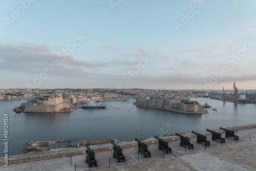 Panoramic view of the three cities as seen from the upper barrakka in valletta