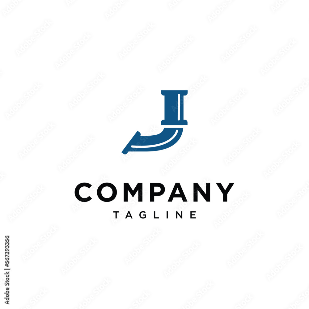 Letter J pipe plumbing vector logo template