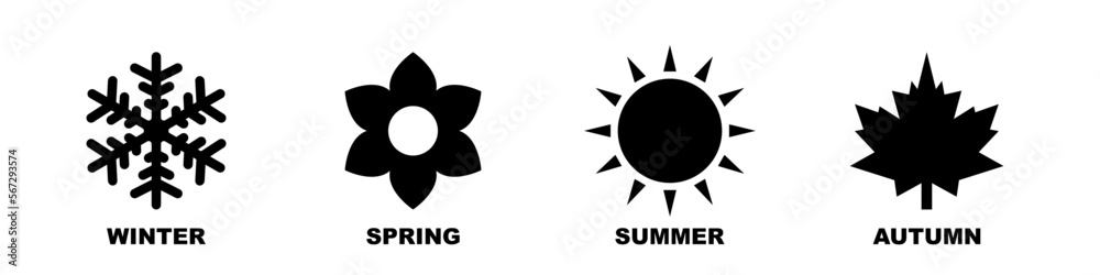 Set of season icon, winter spring summer autumn illustration Set of season icon, winter spring summer autumn illustration