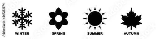 Set of season icon, winter spring summer autumn illustration