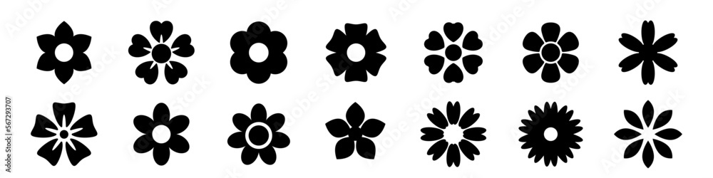 Set of simple flower icon illustration Set of simple flower icon illustration
