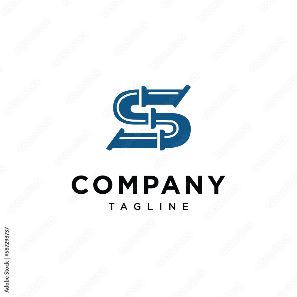 Letter S pipe plumbing vector logo template Letter S pipe plumbing vector logo template