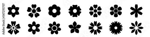 Set of simple flower icon illustration