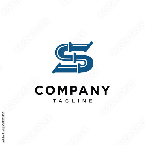Letter S pipe plumbing vector logo template