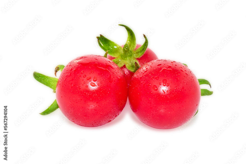 Tomatoes isolated on white background, tomato with water drops Tomatoes isolated on white background, tomato with water drops