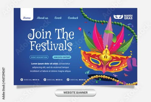 evening event landing page for mardi gras festival