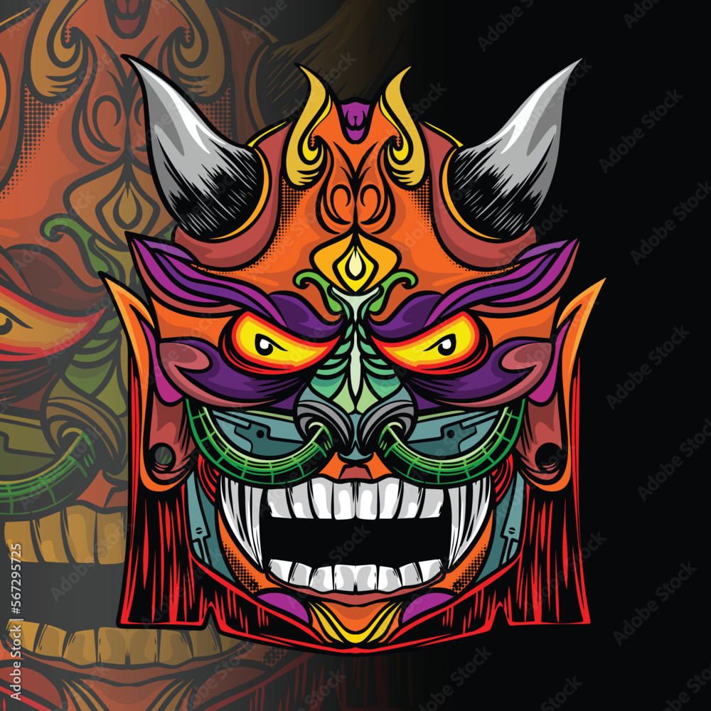 realistic scary monster mask face design. Premium class illustration realistic scary monster mask face design. Premium class illustration