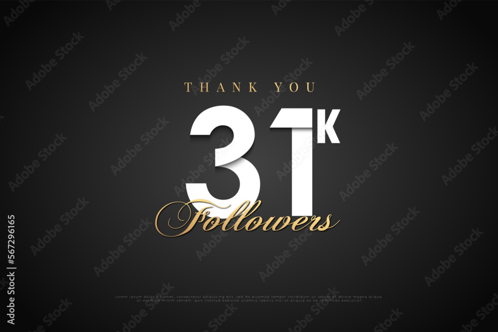 31 k followers celebration with white paper numbers.