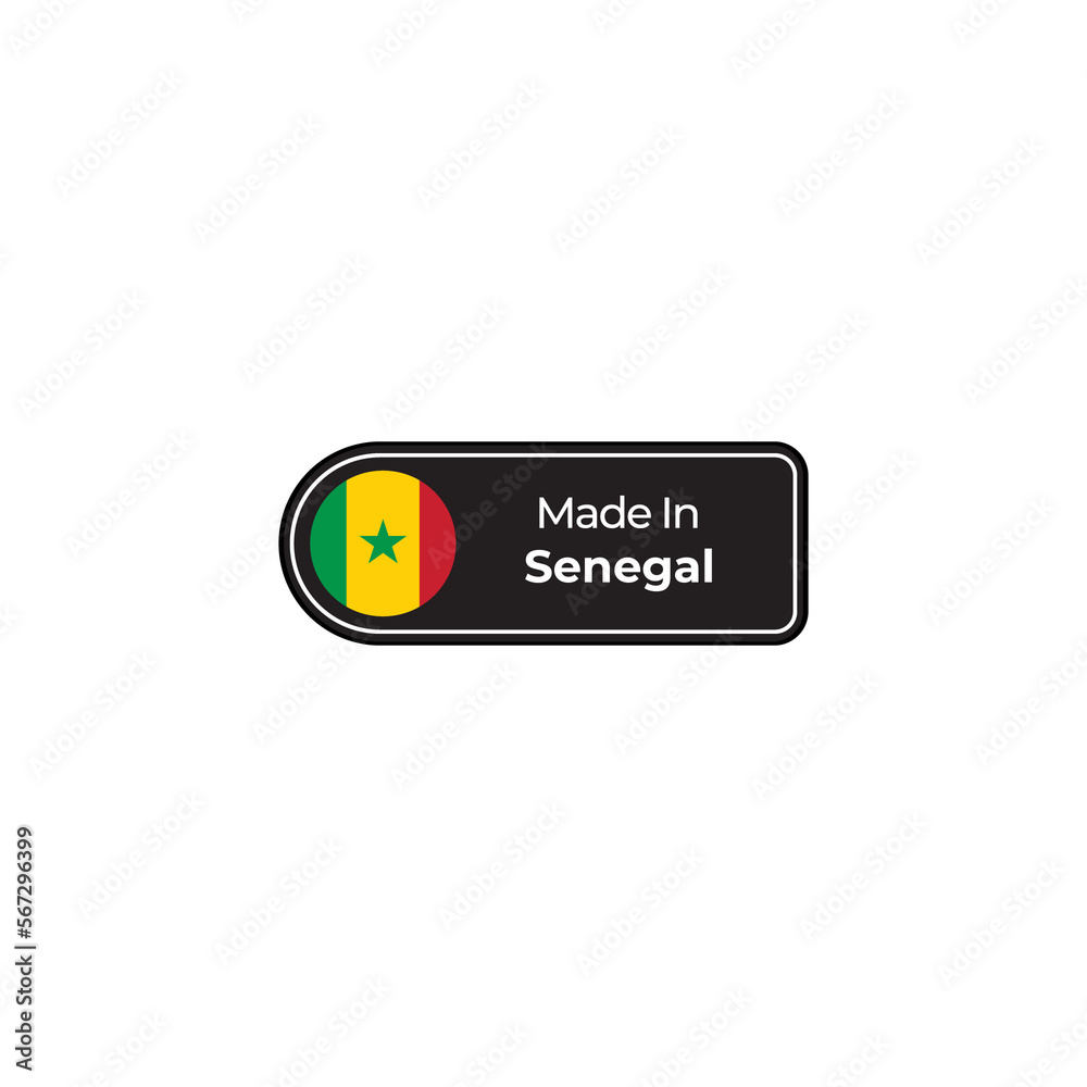 Fototapeta premium Made in Senegal png black label design with flag