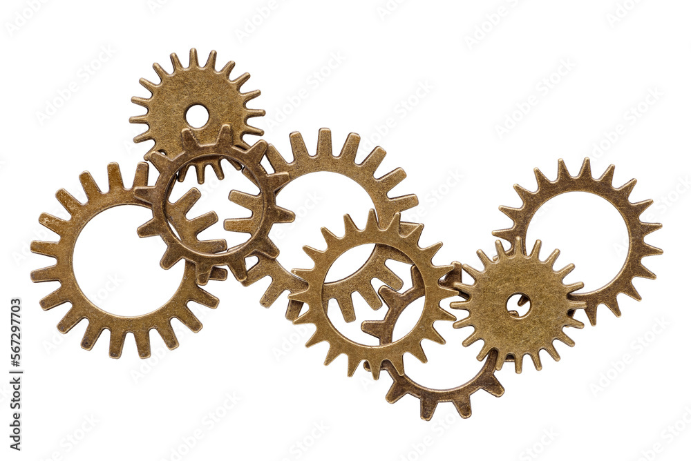 Group of assorted bronze cogwheels Group of assorted bronze cogwheels
