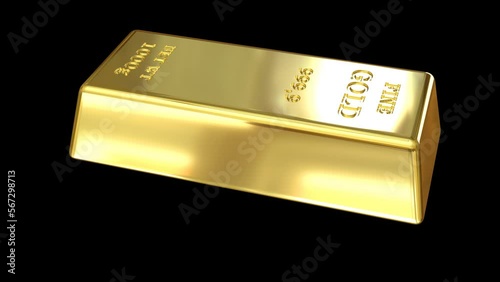 Golden bar, 4K, 3D animated, looped with alpha channel.

