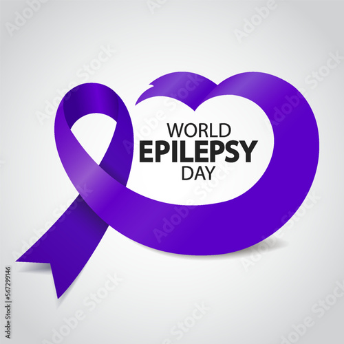 Vector Illustration of World Epilepsy Day. Purple Day. Banner with violet ribbon
