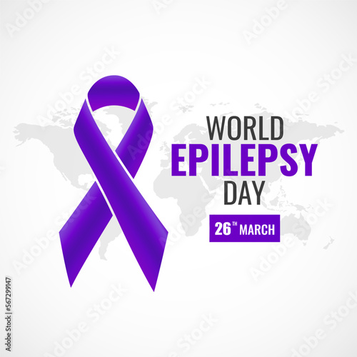 Vector Illustration of World Epilepsy Day. Purple Day. Banner with violet ribbon
