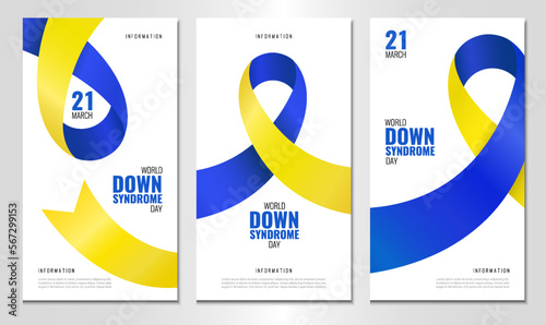 Vector Illustration of World Down Syndrome Day. Banner with ribbon. Use as advertising, invitation, banner,
