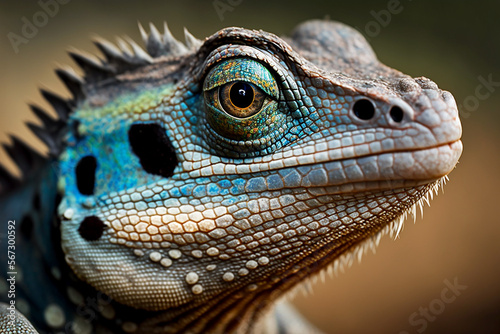 Agamidae  little dragon close up with colourful eye  Generative Ai 