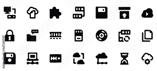vector illustration, data icon set, storage icon pack, document icon set, solid icon