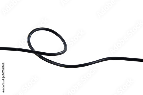 Black wire cable of usb and adapter isolated on white background.Electronic Connector.
