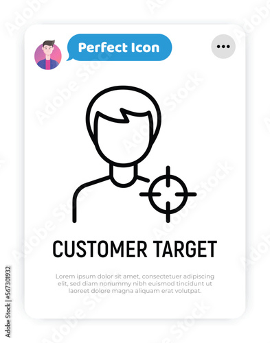 Customer target thin line icon. Optimization of audience. Market strategy. Vector illustration.