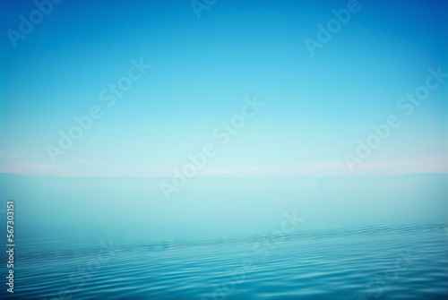 Minimalistic sea horizon under a blue sky. Generative AI