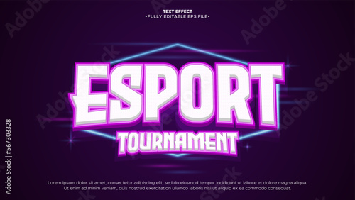 Esport Competition 3D Text Effect Logotype with shine and glow effect