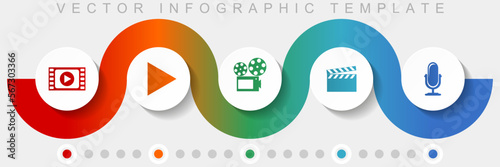 Entertainment infographic vector template with icon set, miscellaneous icons such as video, play, cinema, movie and music for webdesign and mobile applications