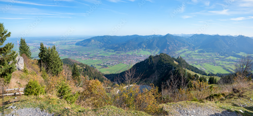 beautiful view from Brauneck summit to the valley and alps, near Lenggries bavaria beautiful view from Brauneck summit to the valley and alps, near Lenggries bavaria