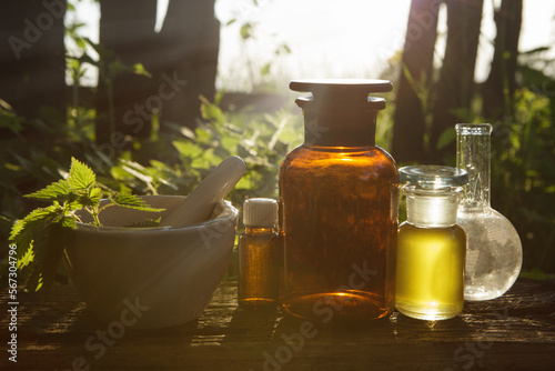 Composition of natural alternative medicine. The concept of pure organic ingredients in cosmetology.