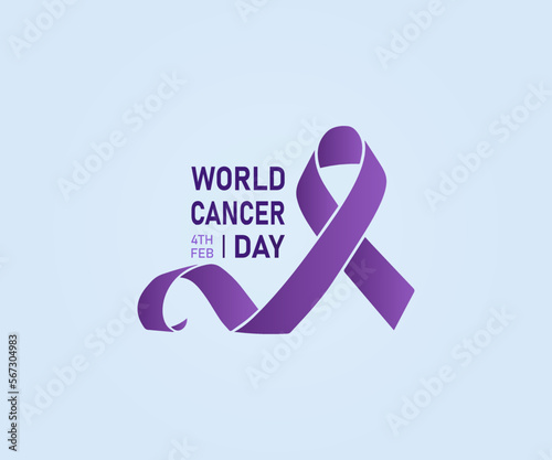 World cancer day. 4 February. holiday concept. world Cancer day banner, poster, card. world map, flat illustration. background, ribbon. Vector illustration.