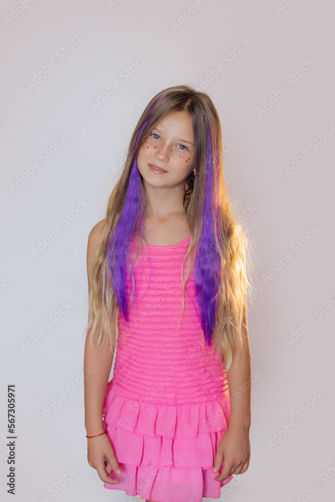 girl in a pink dress expresses different emotions girl in a pink dress expresses different emotions