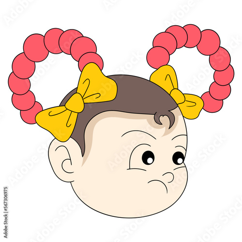 cute and funny ponytail baby girl head