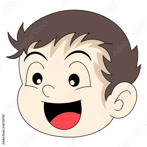 handsome boy head was laughing happily