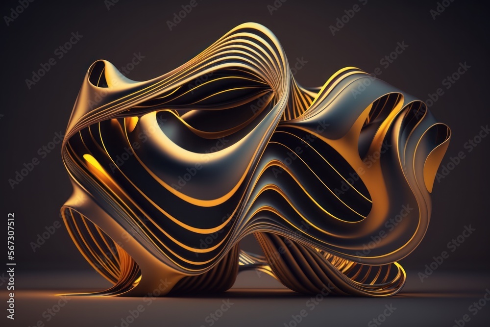 Obraz premium Wavy Lines. Abstract and Textured Background Illustration. Render. Created with Generative AI