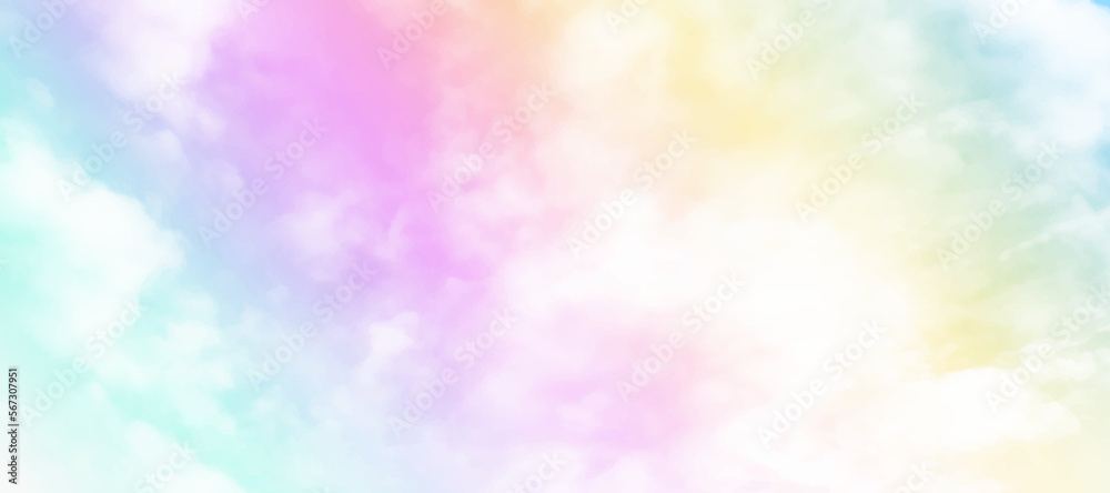 Pastel on clouds,  Flying fog style vector