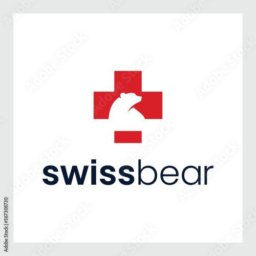 swiss flag and bear logo