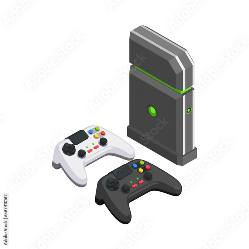 Console With Gamepads Composition