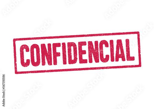 Vector illustration of the word confidencial (Confidential in Spanish and Portuguese) in red ink stamp