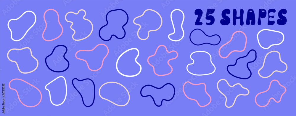 Set of abstract outline stains. Hand-drawn. For creating your own patterns and designs. Set of abstract outline stains. Hand-drawn. For creating your own patterns and designs.