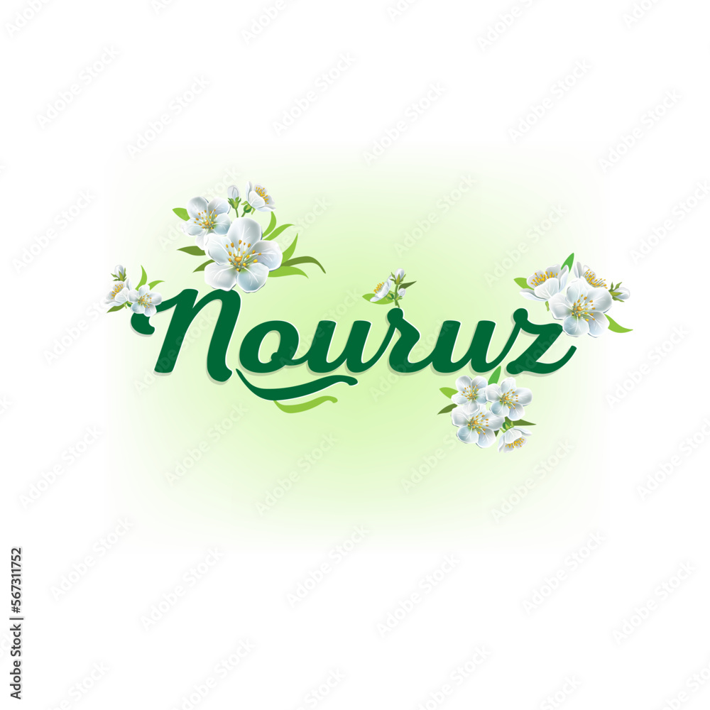 Fototapeta premium Postcard poster with Nauryz holiday. vector illustration. Nauryz logo with flowers