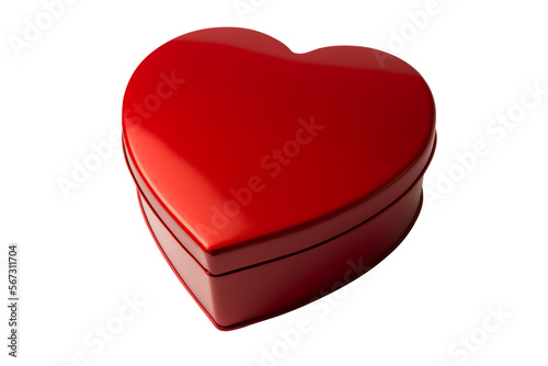 St. Valentine's Day: Decorated red heart-shaped box on transparent background. Present for beloved one's. AI © oleksandr.info