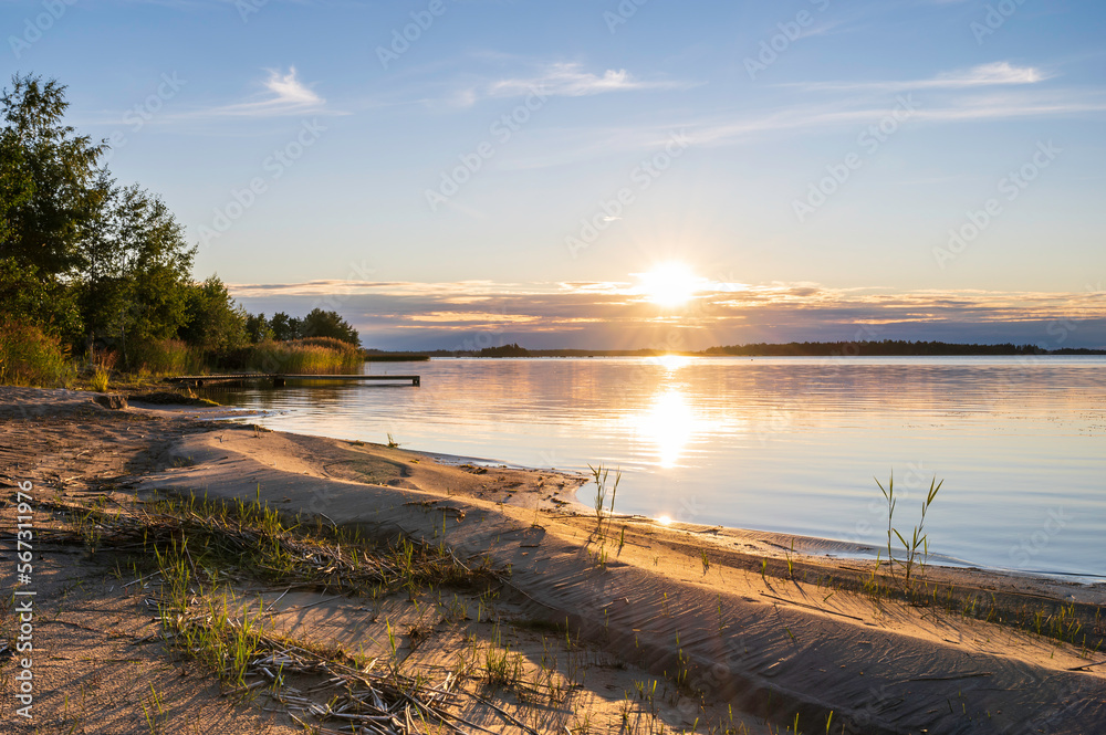 Sunset at the beach. Nykarleby/Uusikaarlepyy, Finland. 