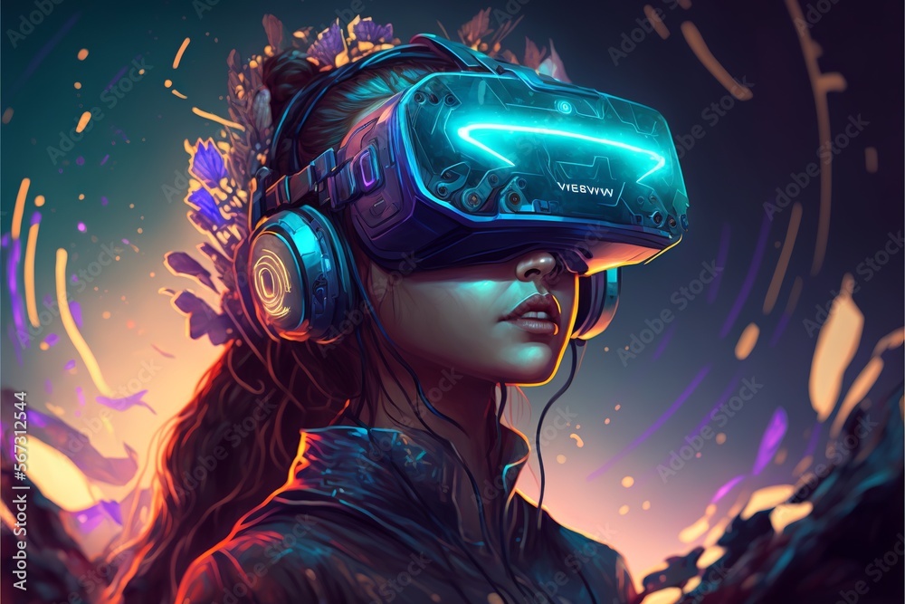 vr headset concept, double exposure meta world, concept, technology, future, connection, people, virtual world, ai generative content vr headset concept, double exposure meta world, concept, technology, future, connection, people, virtual world, ai generative content