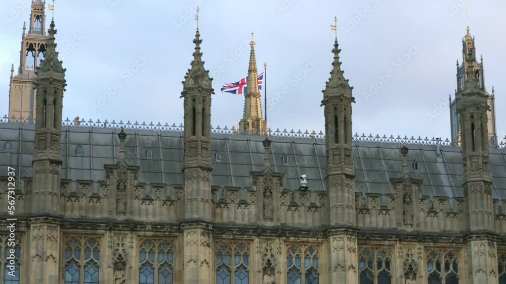 Flag of Great Britain, Palace of Westminster, Houses of Parliament in London. English tourism destination, iconic landmark, travel in England. 4k slow motion. Union Jack flag.
Flag of Great Britain, Palace of Westminster, Houses of Parliament in London. English tourism destination, iconic landmark, travel in England. 4k slow motion. Union Jack flag.