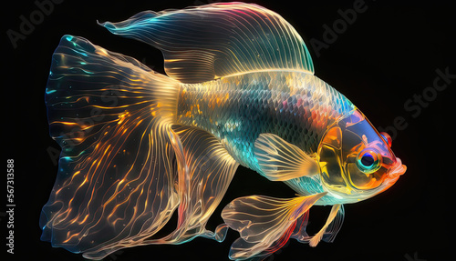 Close-up Of Fish Against Black Background. AI generated © BKKIllustrator