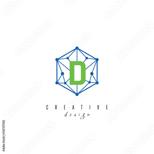 letter D and IT simple Creative elegant hexagon hexagonal poligon logo Design